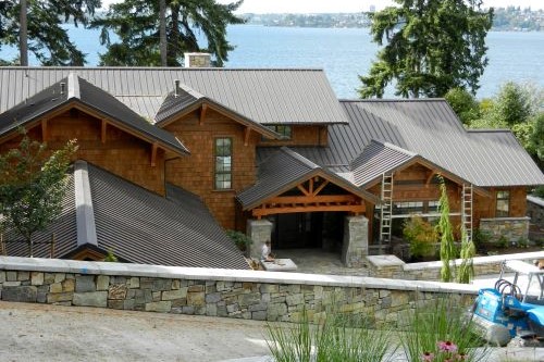 Top shot of a house with a well-done metal roofing
